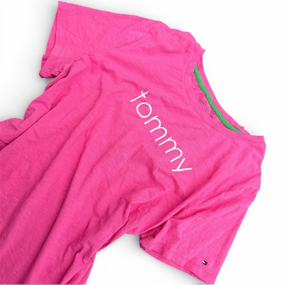 Tommy Hilfiger Y2K Pink Embroidered T-Shirt | Size L - Picture 3 of 3